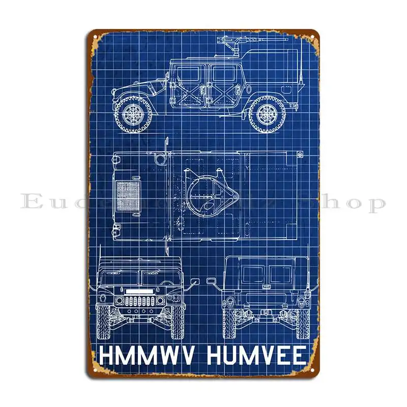 

Blueprint Of Humvee Metal Signs Cinema Wall Decor Wall Cave Customized Wall Cave Tin Sign Poster