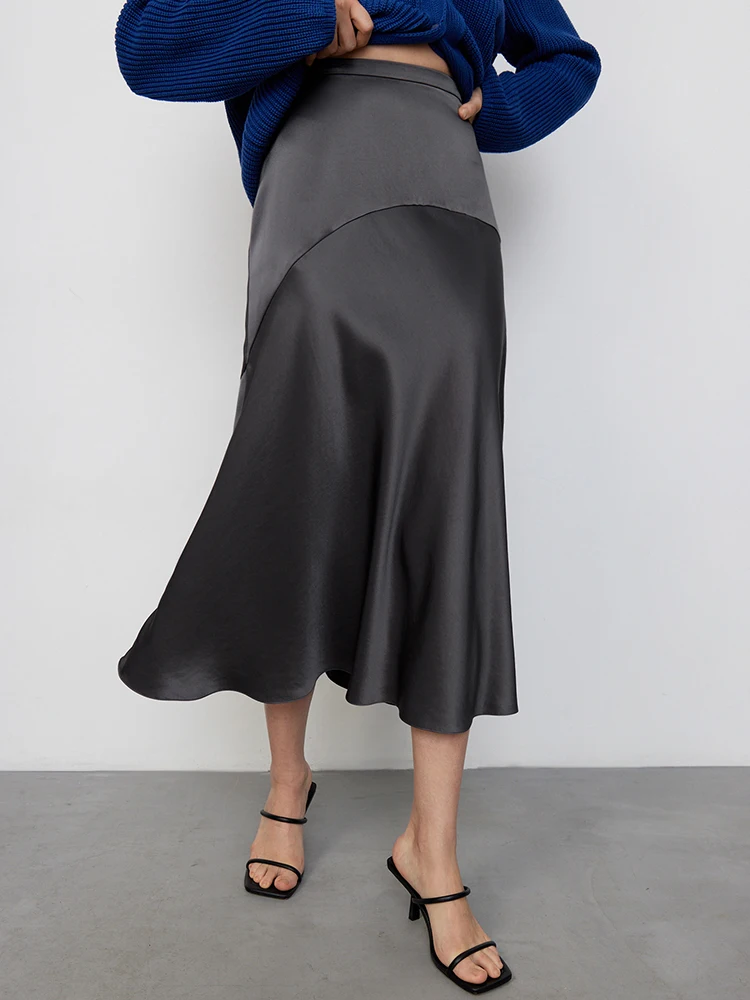 

Alinemyer Silk Women Skirt Soft Trumpet Skirts Fashion Summer High Waist Drape Skirts Midi Office Ladies Casual Solid Skirts