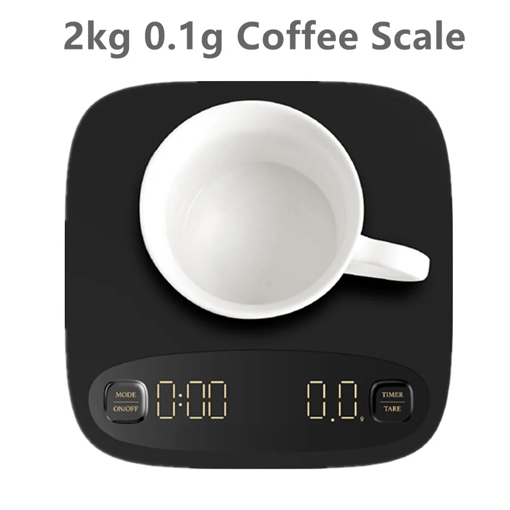 

2kg 0.1g Drip Coffee Scale With Timer Kitchen Electronic Pour Coffee Electronic Kitchen Scale with High Quality USB Charging