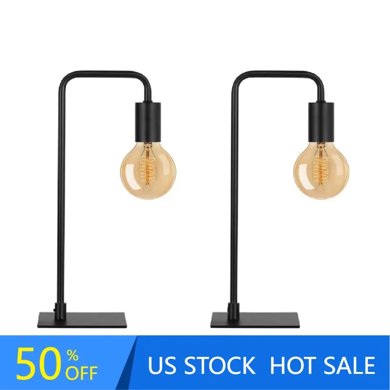 

Набор из 2 черных прикроватных ламп в стиле индастриал для спальни, офиса, спальни