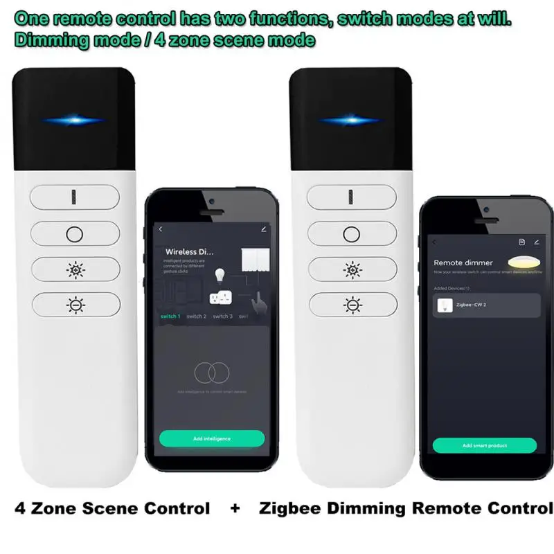 

Wireless Scene Controller Battery-powered No Need To Install Smart Scene Button Zigbee 4-key Dimming Wall-mounted WorkWith Alexa