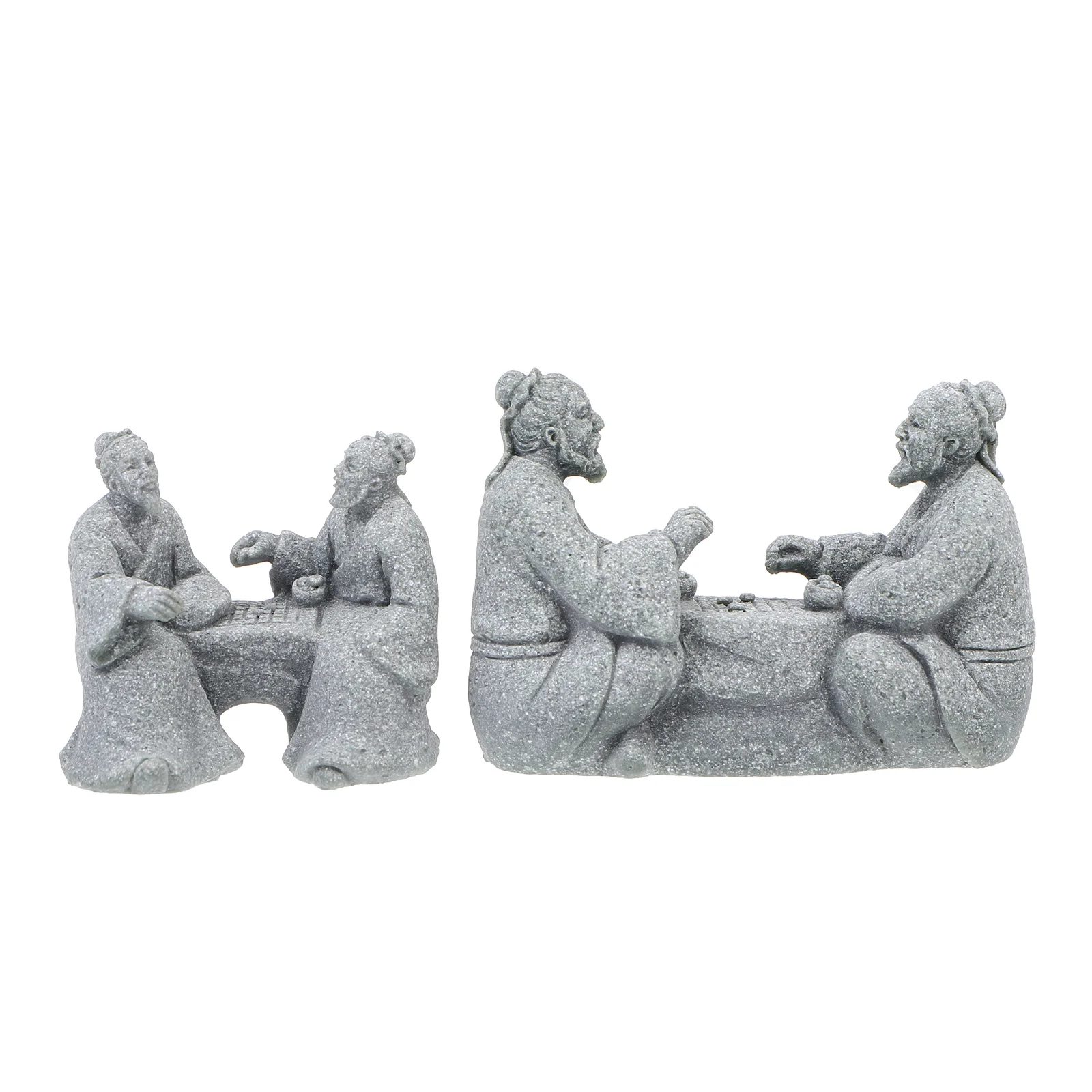 2 Pcs Miniature Fisherman Figurine Sand Garden Accessories Fairy Figurines Bonsai Ceramic Village Scene Crafts Home Décor