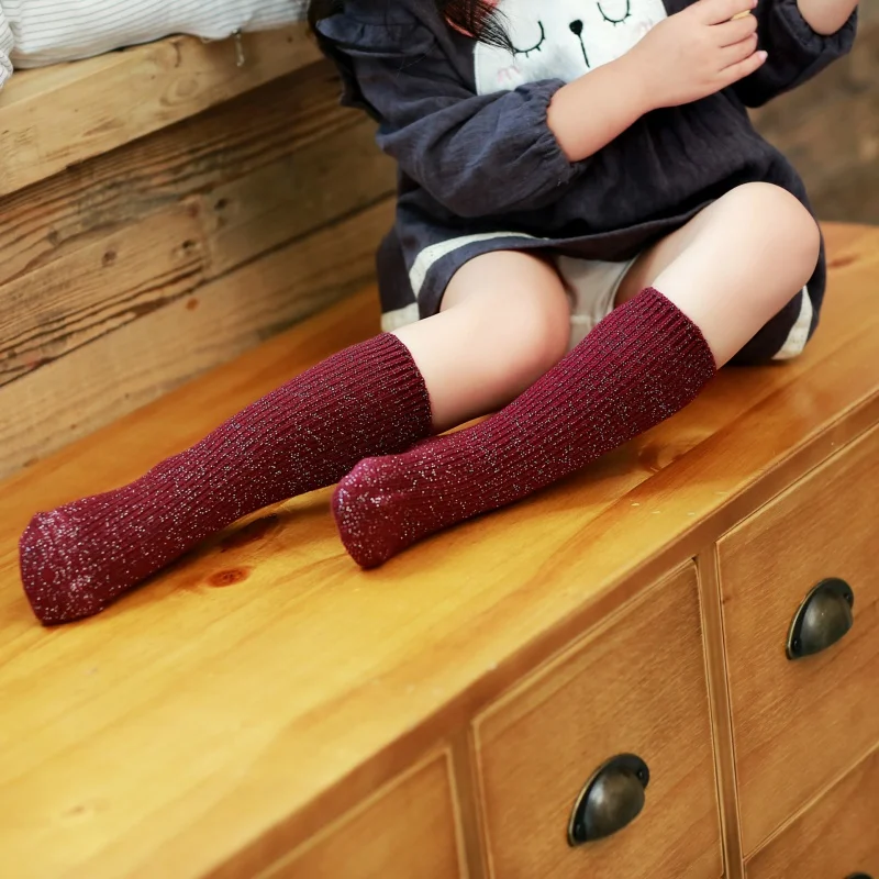 Silver Silk Children Bunching Socks Autumn and Winter New Cotton Sock Tube Socks 4006