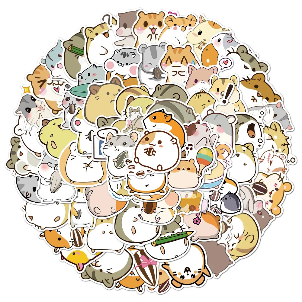 

10/30/50PCS Cute Wind Hamster Graffiti Waterproof Sticker Creative Trend Decorative Decal Refrigerator SkateboardHelmetWholesale