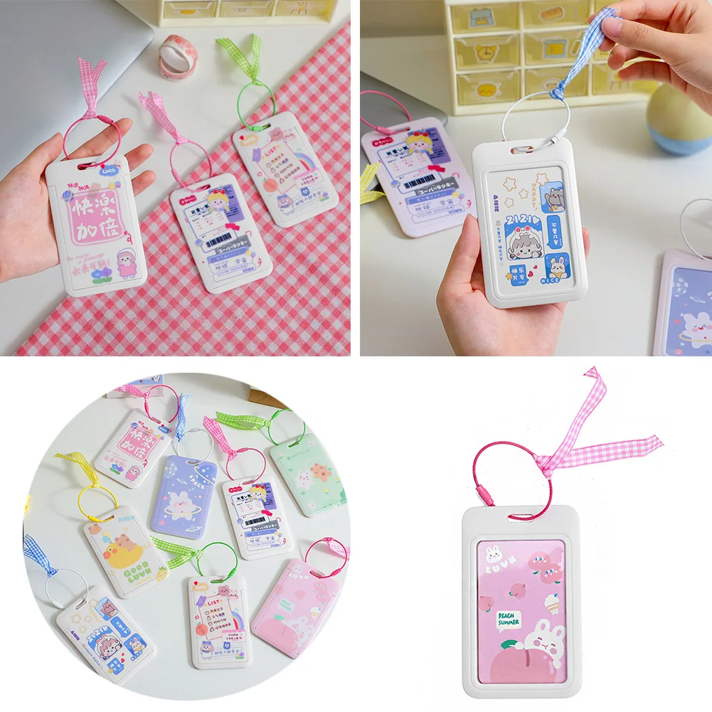 

Cute Cartoon Photo Holder Sweet Card Holders Photo Kawaii Transparent Card Protective Case Keychain