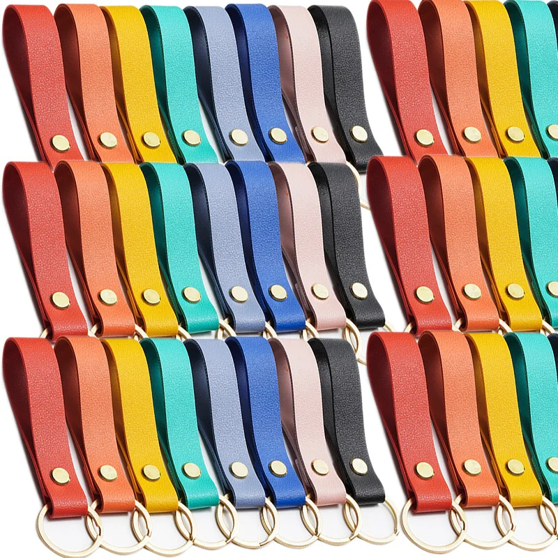 

Colorful Pu Leather Keychain Business Gift Leather Key Chain Car Auto Key Strap Waist Wallet KeyChains Keyring Keyholde