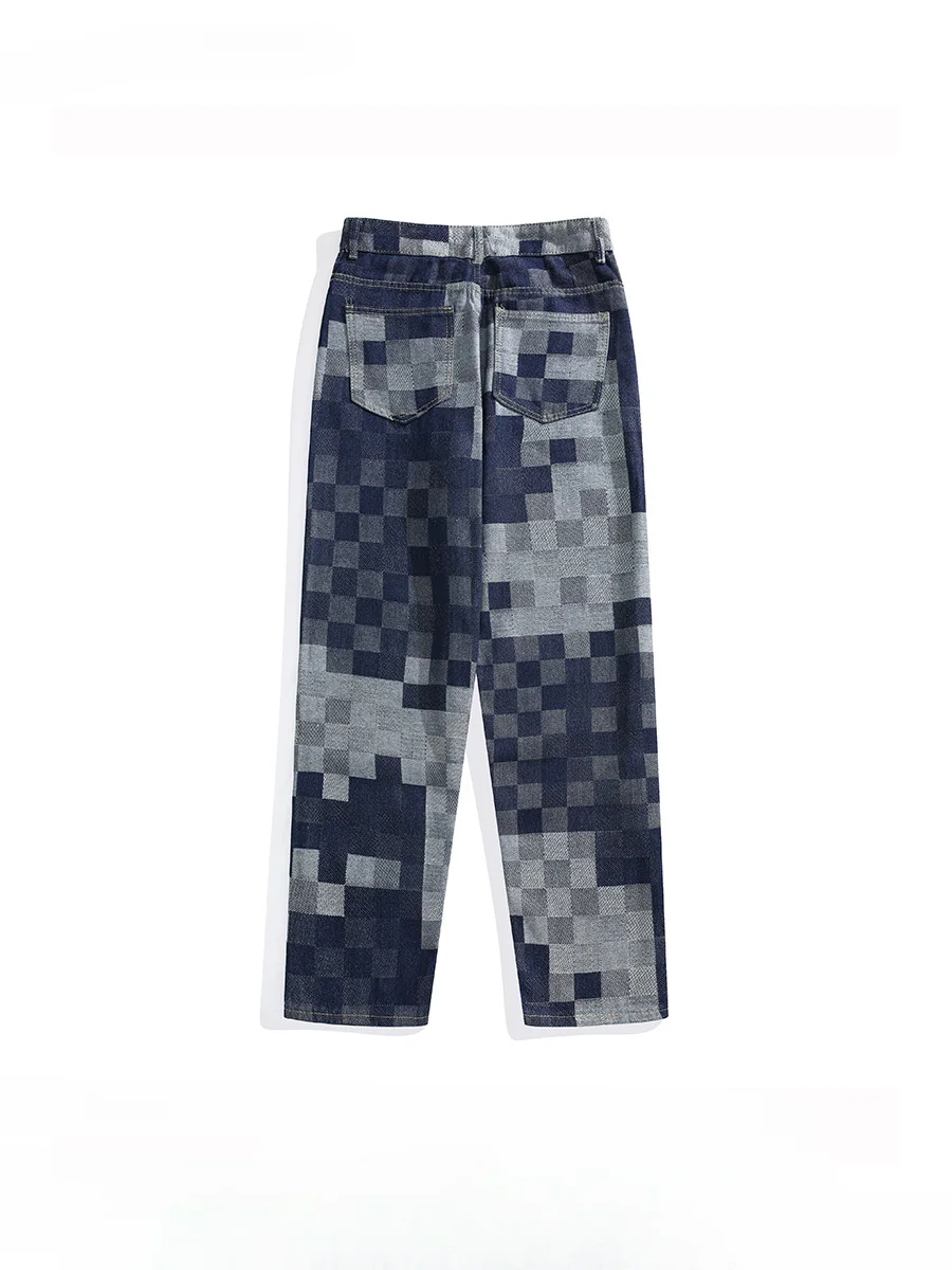 Мужские свободные джинсы в американском шахматном стиле