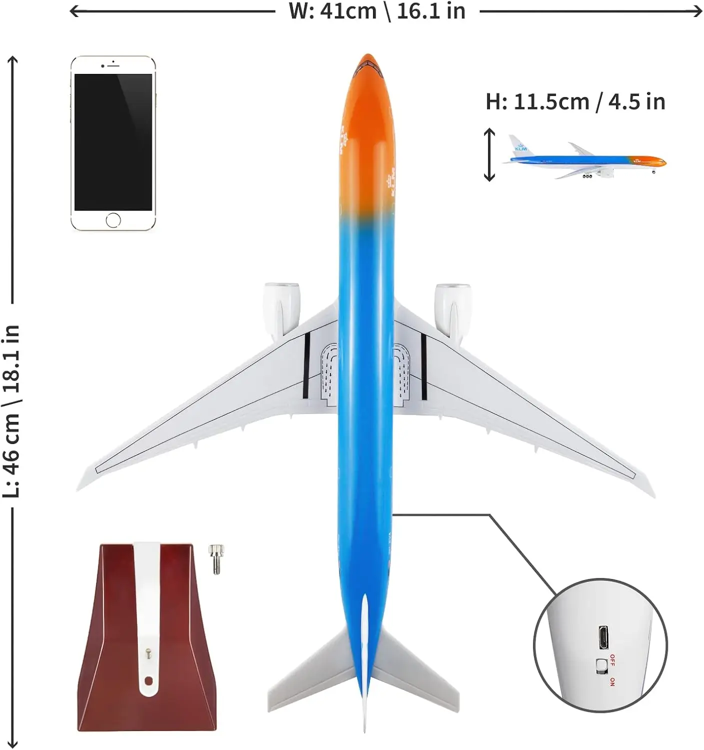 Модель самолета ZOCO KLM B777 47 см