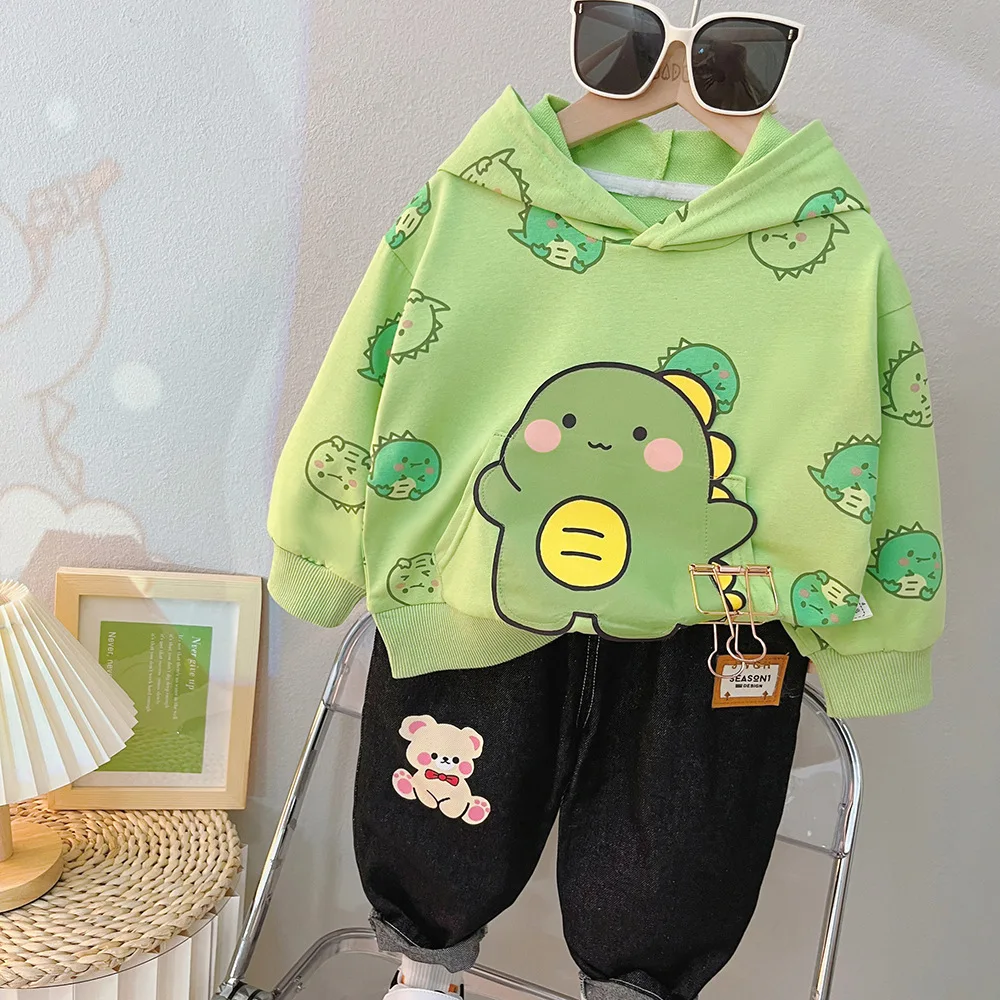 

Baby Boy Suit Autumn Children'S Clothing Hooded Printed Sweater Pants 2 Pcs Outfits Fashion Baby Girls Clothes Kids Sports Sets