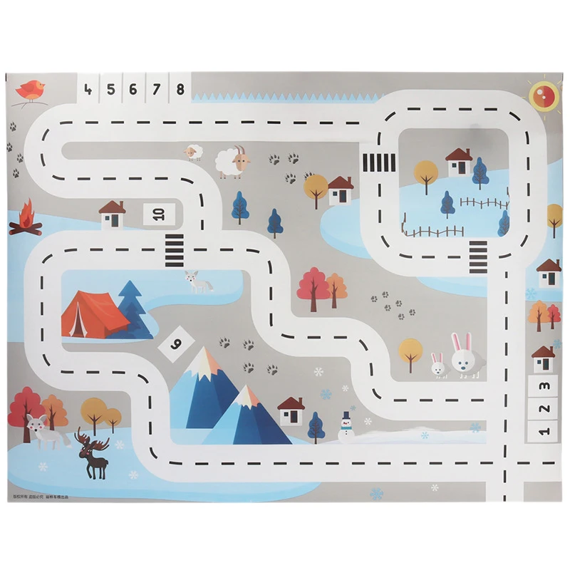 

Toy Car Mat Map Children's Play Area Rug Pad Urban Road Map Game Collapsible Building Parking Lot 130X100CM