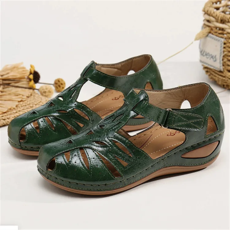

Women's Sandals Summer Ladies Girls Leather Vintage Sandals Buckle Casual Sewing Women Shoes Solid Female Ladies Platform Shoes