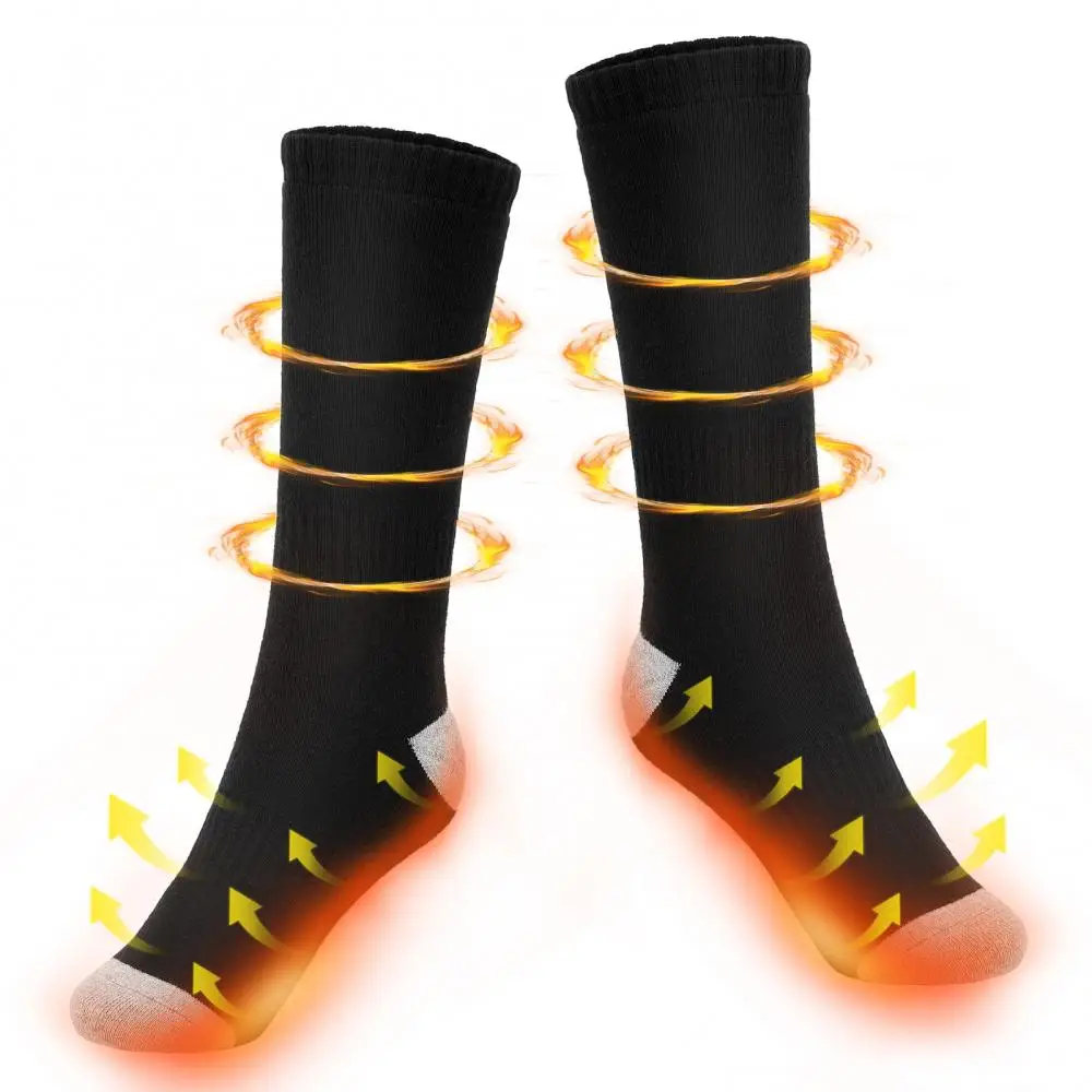 1 Pair Heated Socks Unisex 4000mAh Rechargeable 3 Heat Settings Thermal Winter Warm Socks with 2 Power Bank for Outdoor