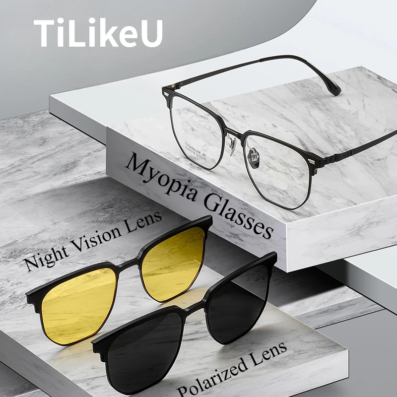 Классические поляризованные солнцезащитные очки для мужчин магнитные с клипсой