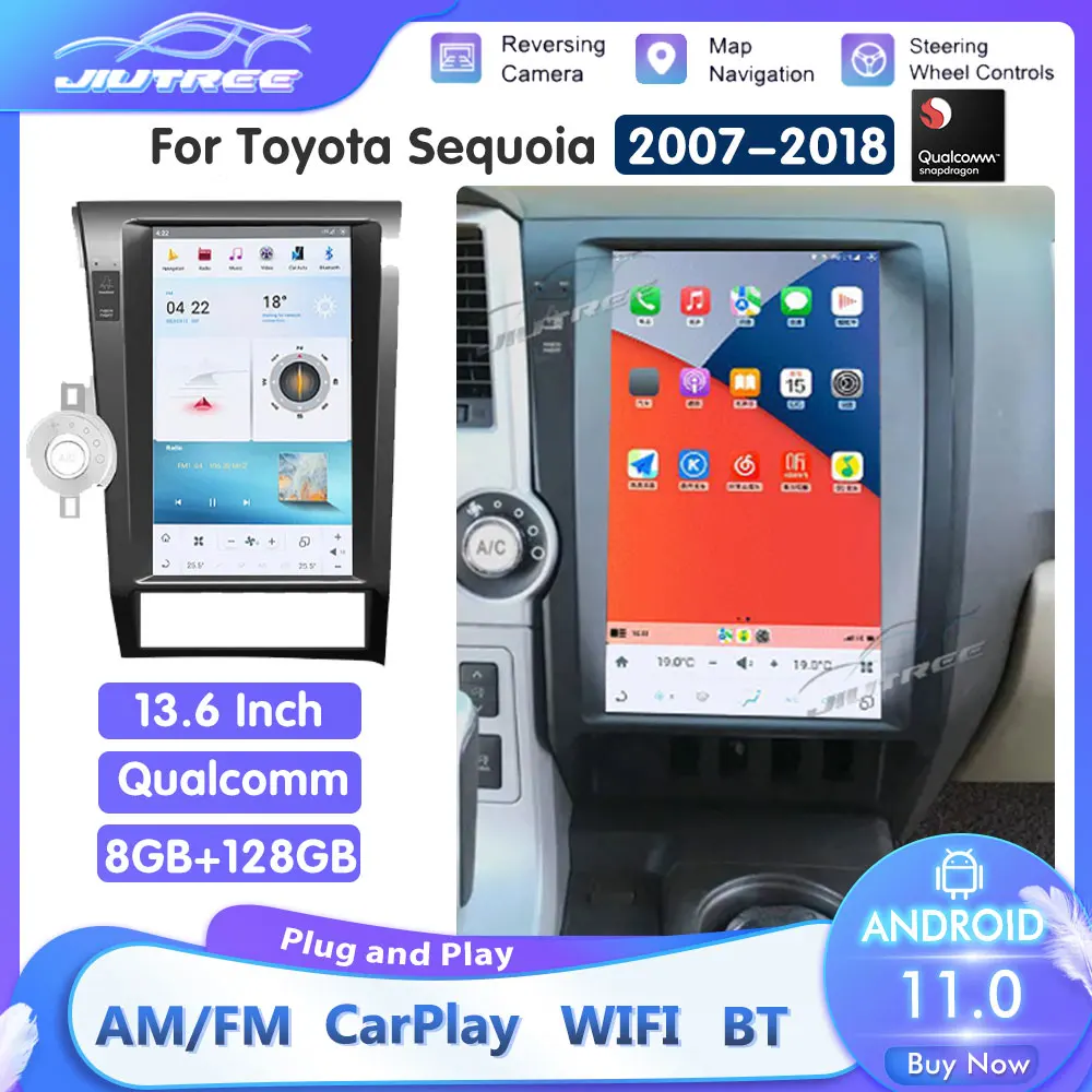 

128G Тесла экран Carplay для Toyota Tundra Sequoia 2007 2008 2009 2010 2011 2012-2018 Android 11 плеер аудио Радио стерео блок
