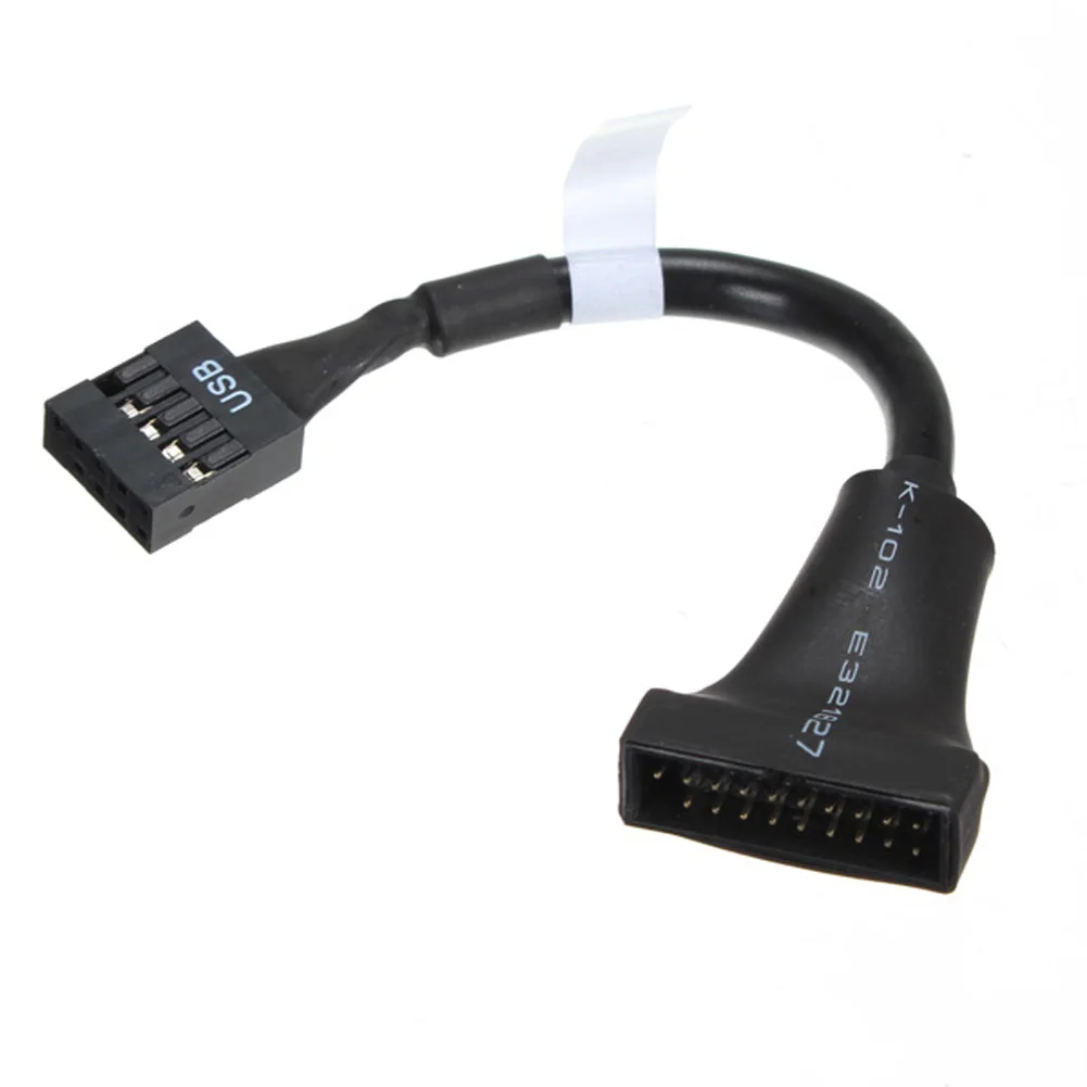 Купи 1PC Black USB 2.0 9 Pin Housing Male To Motherboard USB 3.0 20pin Female Adaptor Cable Adapter for PC Computer за 146 рублей в магазине AliExpress