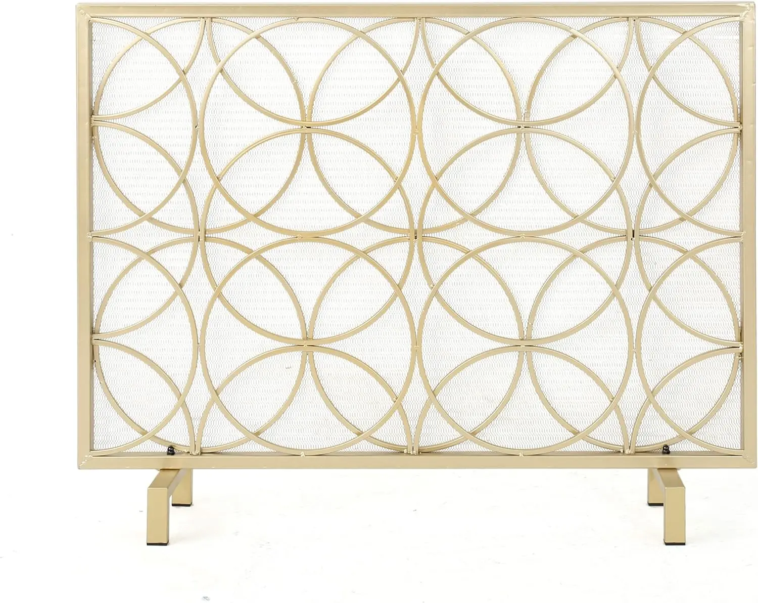 

Single Panel Iron Fireplace Screen, Gold