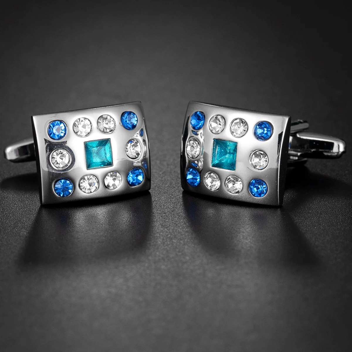 

Новинка 2022, модная новинка, прямоугольные запонки, медные запонки с кристаллами, мужские аксессуары для французского костюма, ювелирные изд...