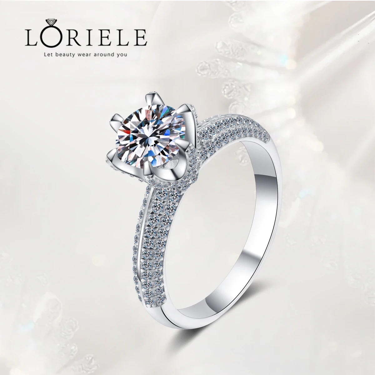 

LORIELE Diamond Engagement Ring 925 Sterling Silver Certified D Color Moissanite Diamond Weddig Rings for Women Fine Jewelry