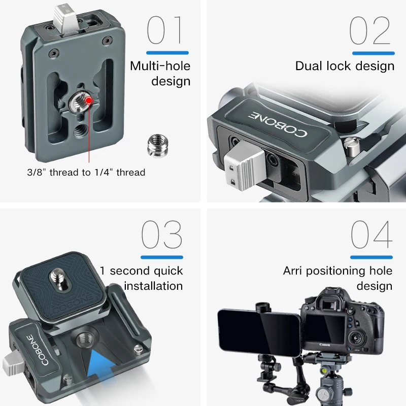 Быстросъемная пластина COBONE XQ1S для штатива Arca из алюминиевого сплава