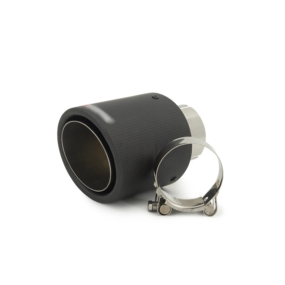 

63MM-101MM Car Glossy Carbon Fibre Exhaust System Muffler Pipe Tip Straight Universal Silver Stainless Mufflers