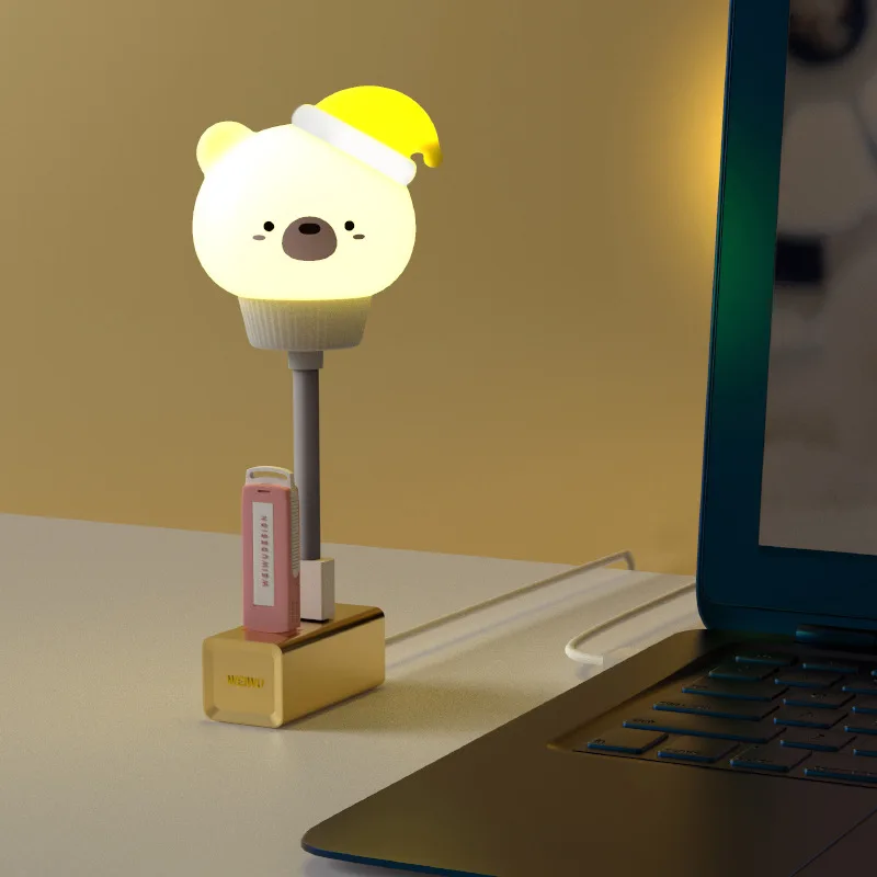 USB Night Light Cute Cartoon Bear Remote Control Night Lamp for Baby Bedroom Decor Bedside Lamp Christmas Kids Gift