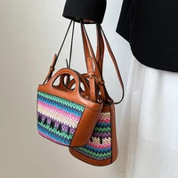 luxury designer woven bag women handbags brands letter sling bags for women straw shoulder crossbody bag 2022 bucket bags clutch