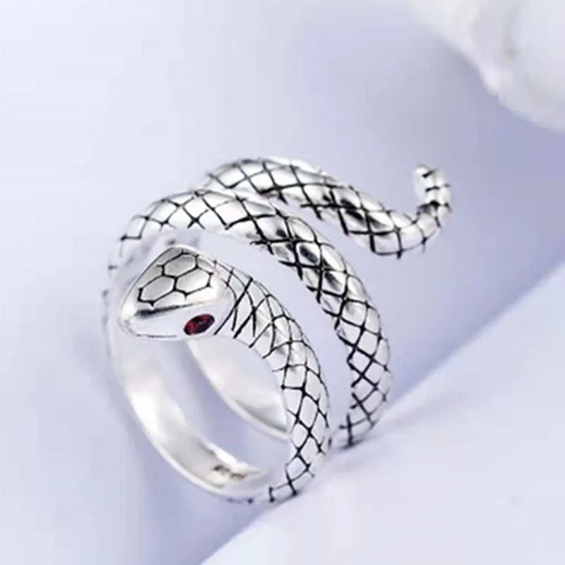 

Popular Unisex Open Adjustable Finger Ring with Domineering 3D Realistic Snake Texture Shape for Women Men Party Jewelry