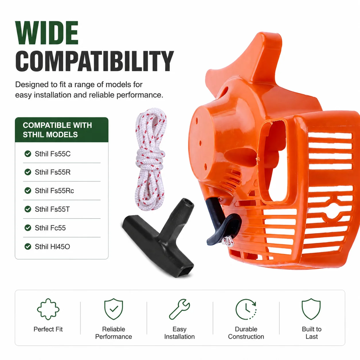 Фото Комплект ручки ручного стартера с тросом для Stihl FS55C FS55R FS55RC FS55T, замена 41401904009 41401953400, садовые инструменты №3