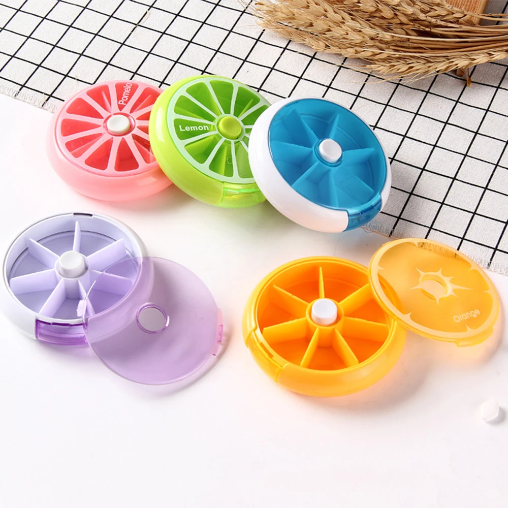 

Portable Pill Box Weekly Rotating Split Fruit Points Drug Carry With You Mini Medicine Boxs Medicine Travel Pillbox Storage