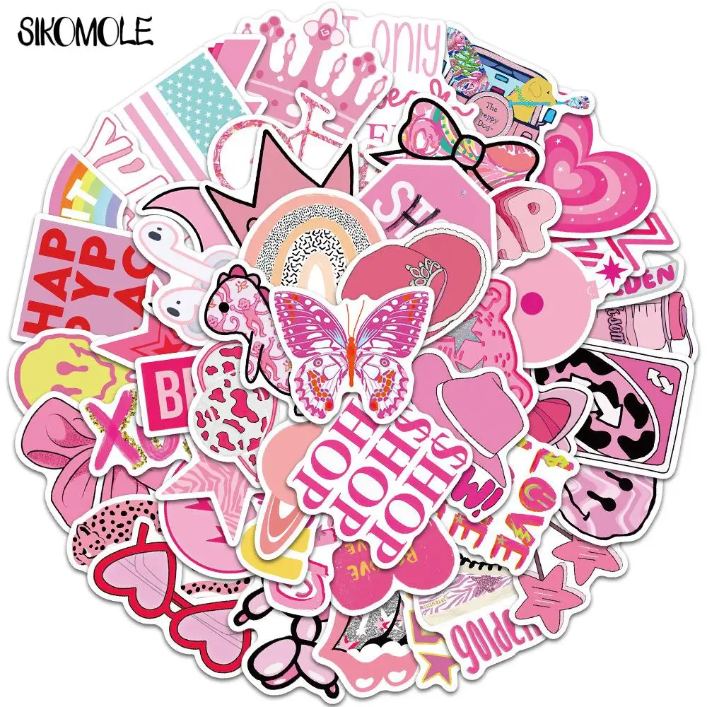 

10/30/50PCS Cartoon Funny Girl Aesthetic Pink Stickers Kawaii DIY Toy Car Skateboard Notebook Suitcase Decal Graffiti Sticker F5