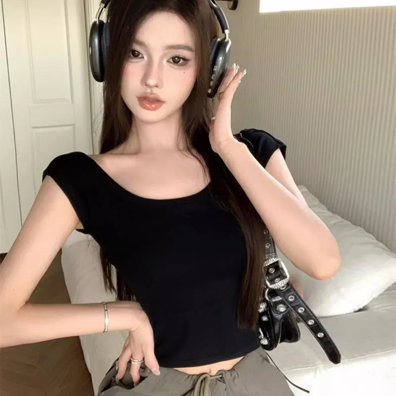 Сексуальные укороченные топы Lucyever с открытой спиной женские корейские