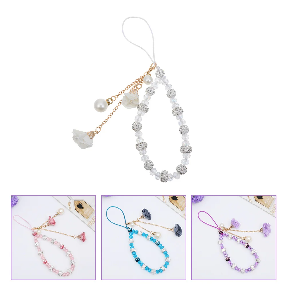 

Strap Lanyard Wrist Charm Bracelet Cell Keychain Hand Lanyards Straps Mobile Beaded Women Girls Decoration Lost Anti Blingbell