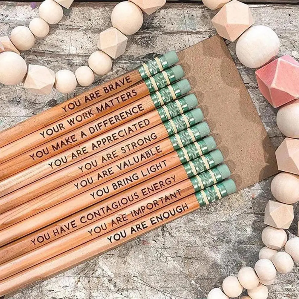 S Pencil Set 10 Inspiring Wood Sayings For Students Teachers Personalized Bulk Compliment Gifts