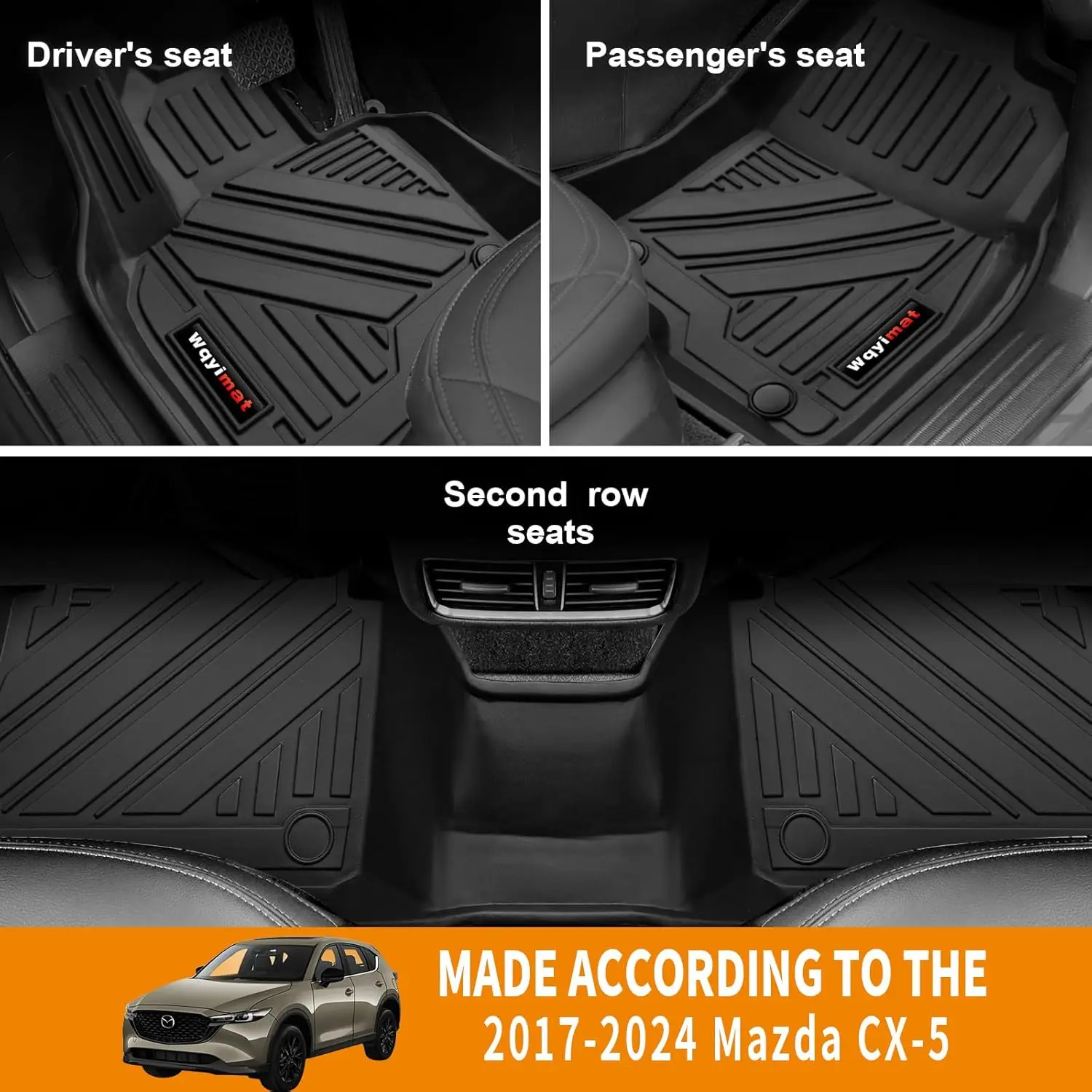 Фото Комплект всепогодных ковриков из TPE для Mazda CX-5 (2017-2024, 2025) – для пола, багажника и спинок задних сидений №2