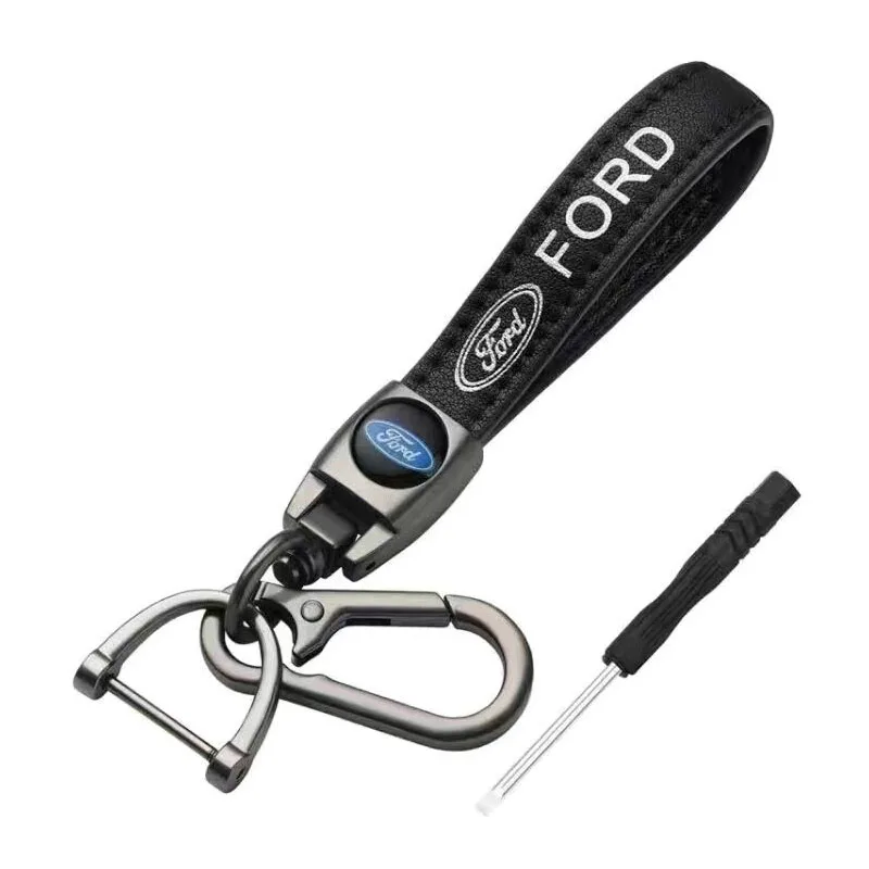 

Leather Car Logo Keychain Keyring Ring Accessories For Ford Focus Mondeo Mustang Fiesta Kuga Ranger Escort Explorer Excape S-MAX