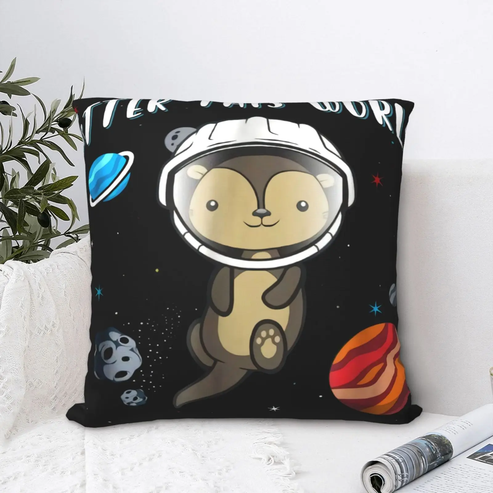 

Чехол на подушку с надписью «Otter This World»