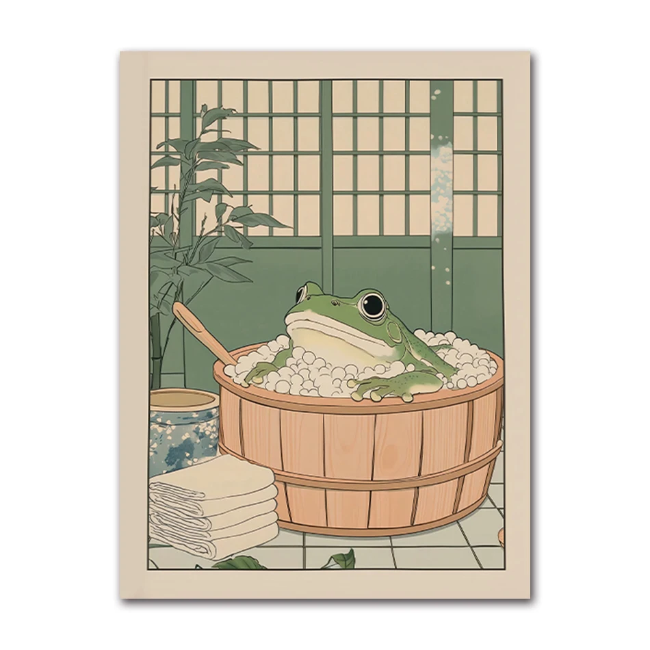 

Живописный постер "Японская лягушка в ванне", холст
