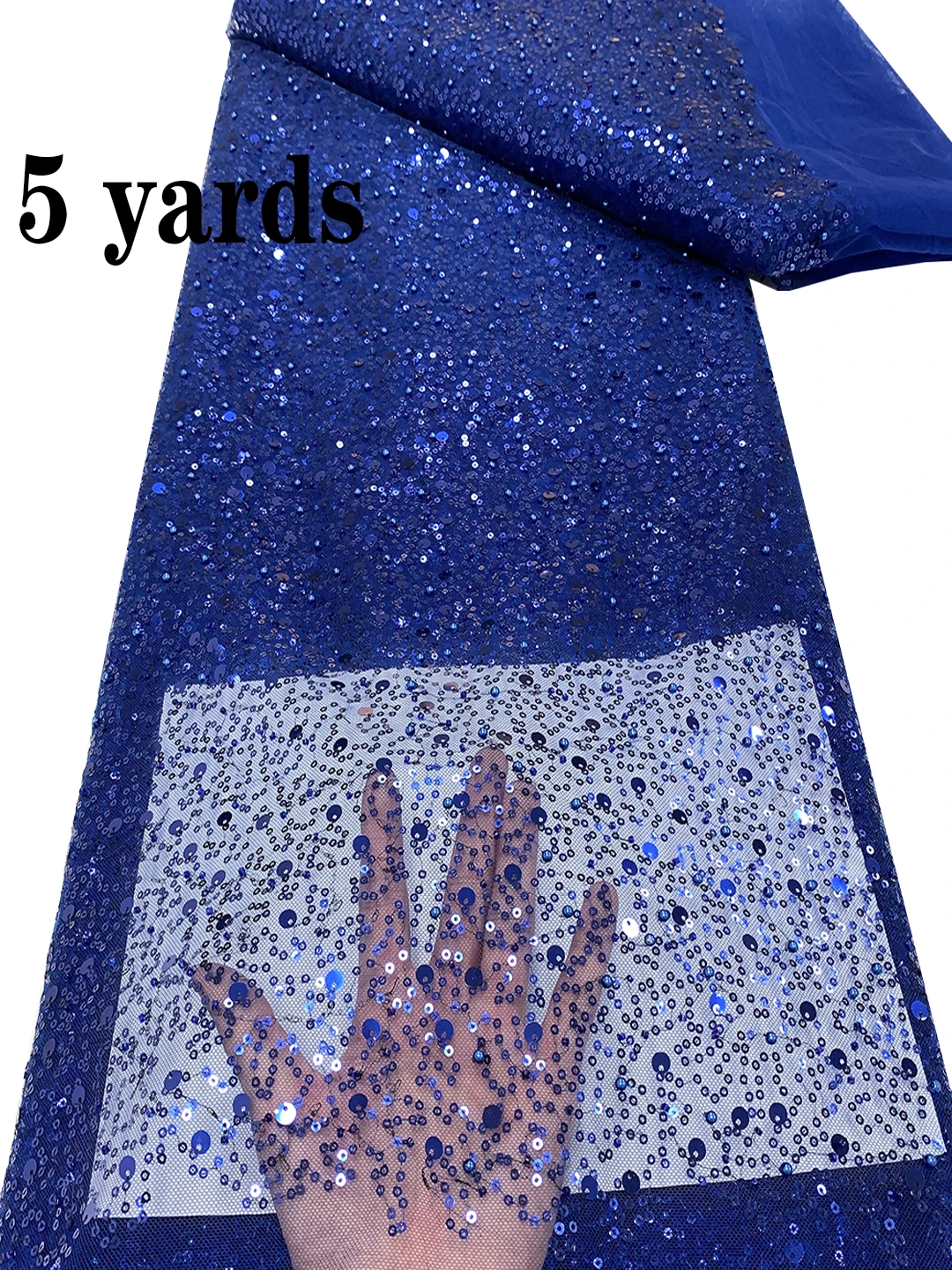 

Royal Blue African Organza Lace Fabric 2023 High Quality French Luxury Beads Lace Nigerian Sequins Tulle Lace Fabric For Wedding