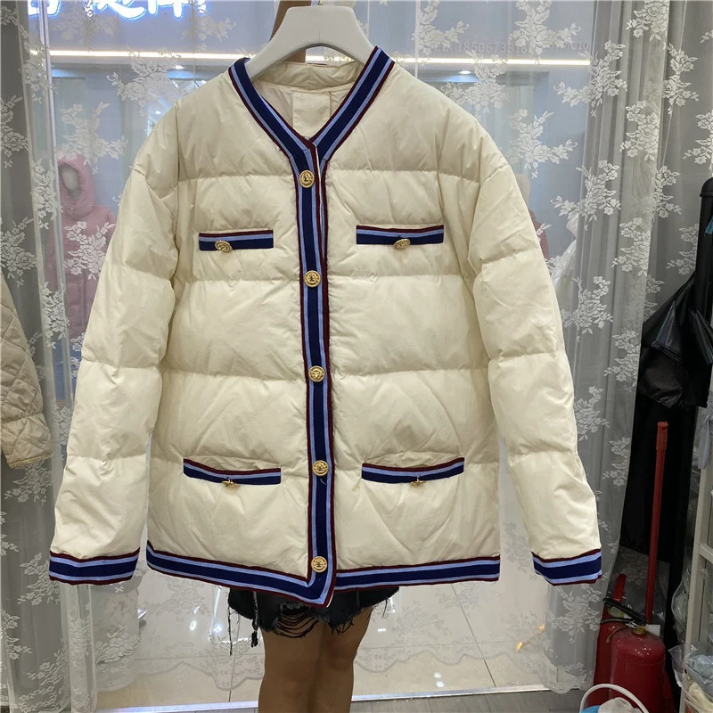 

winter Navy-style bread jacket 2023 new 90% white duck down short thick all-match down jacket female jacket