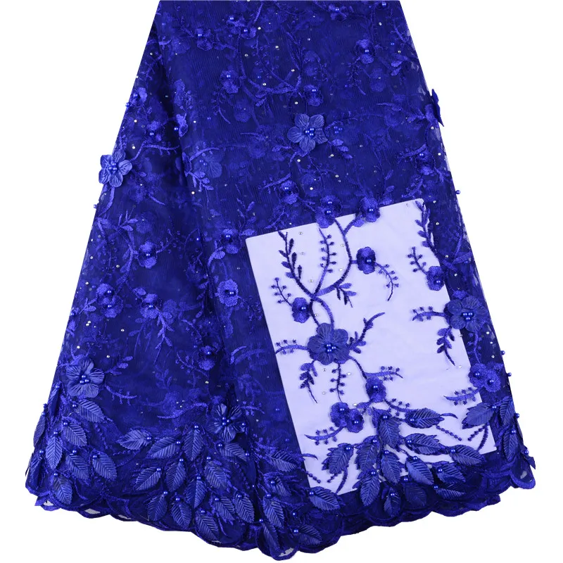 

5 Yards African Lace Fabric Swiss Voile Lace Embriodery Mesh Lace With Stones 3D French Lace Nigeria Net tulle For Party Dress