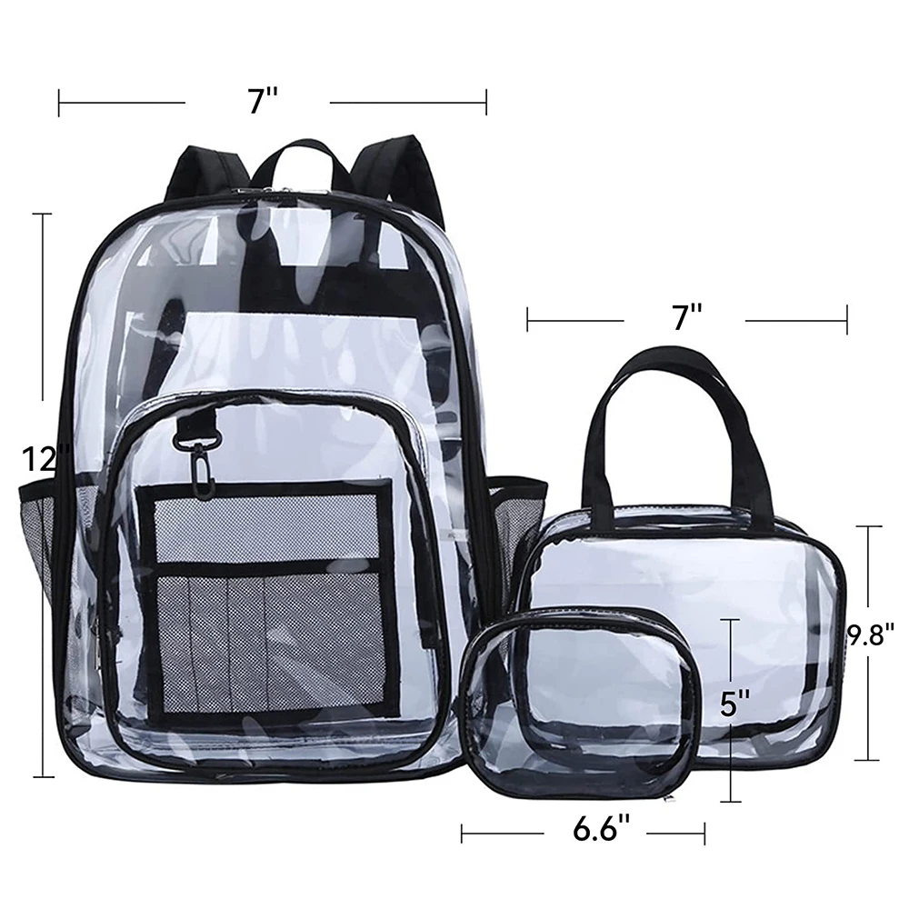 Sport Clear Backpack Women Men See Through Backpacks Gym Mini Transparent Bookbag for School Work Stadium Security Travel Event