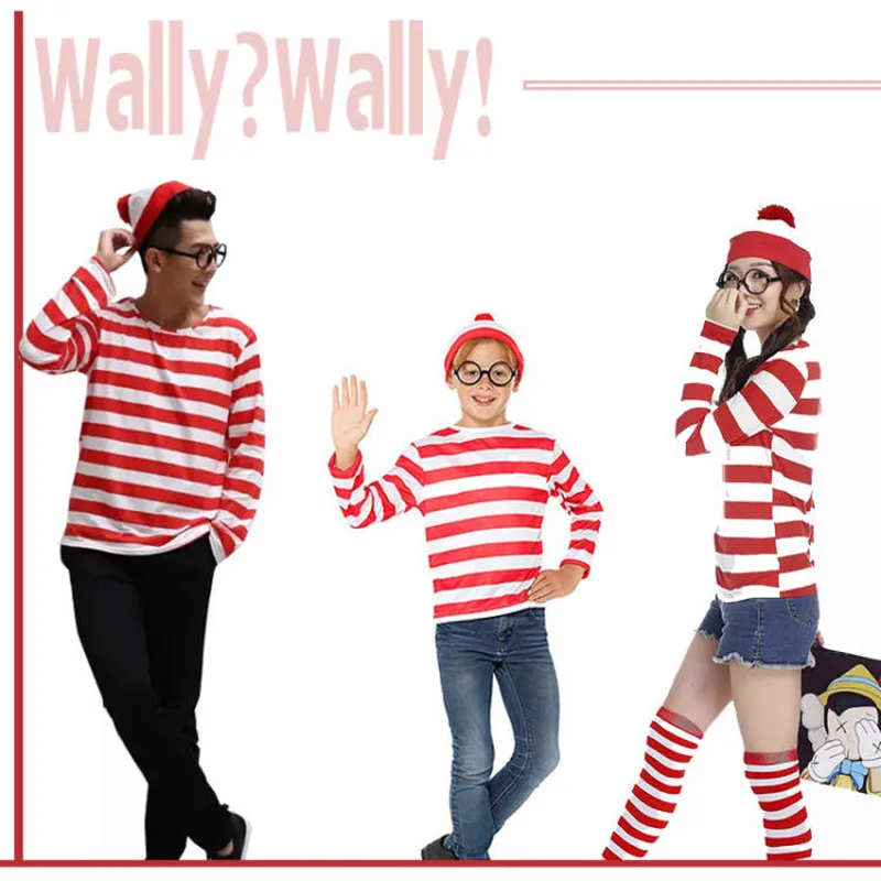 Унисекс костюм для косплея Где Уолдо взрослых забавный функциональный материал
