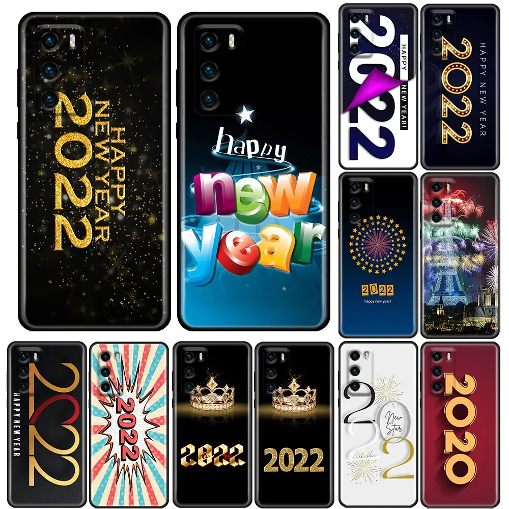 

Phone Case for Huawei P10 Lite P20 Case P30 P40 Lite P50 Pro Plus P Smart Z Soft Silicone Cover 2022 Happy New Year