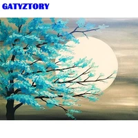 gatyztory paint by number moon landscape drawing on canvas handpainted art gift diy pictures by number tree kits home decor