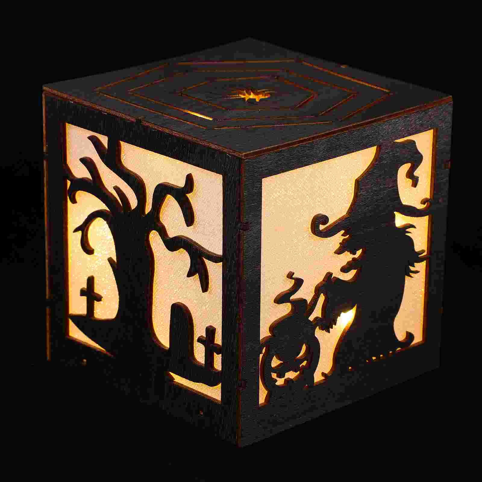 

Украшение для вечевечерние НКИ на Хэллоуин, деревянные сувениры, ночное декоративное украшение, светодиодное настольное украшение, дом с п...