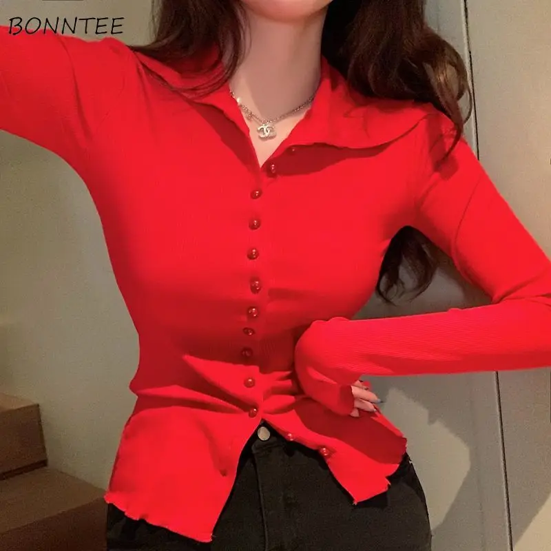 Женская Облегающая рубашка элегантная и простая Сексуальная Базовая в Корейском