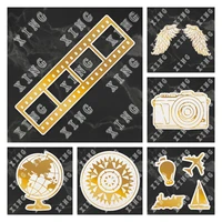 open wings solid hot foil plate filmstrip globe snapshot adventure compass outline metal cutting dies diy craft paper decor mold