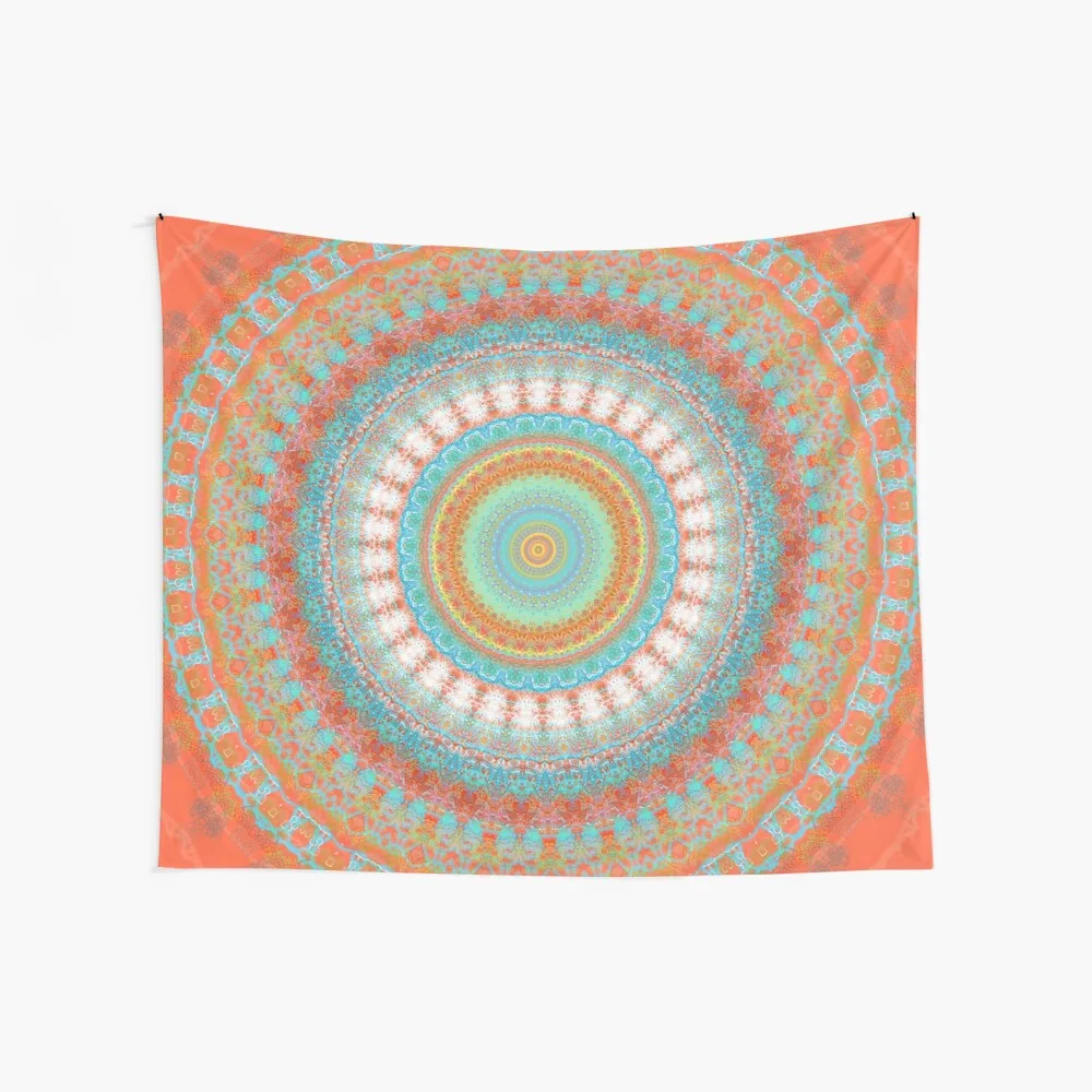 Bohemian Orange Turquoise Mandala Halloween Decoration Mural Occult Cheap Tapestries
