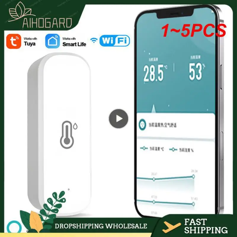 

Умный датчик влажности и температуры Tuya Wi-Fi/ZigBee, 1 ~ 5 шт., датчики температуры для умного дома, работает с умным ассистентом Alexa