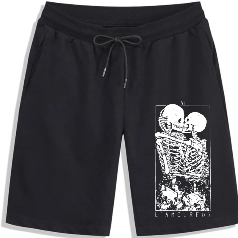 

Мужские готические Шорты La Mort, мужские шорты для влюбленных из чистого хлопка, дышащие мужские шорты с принтом скелета, объятий и поцелуев